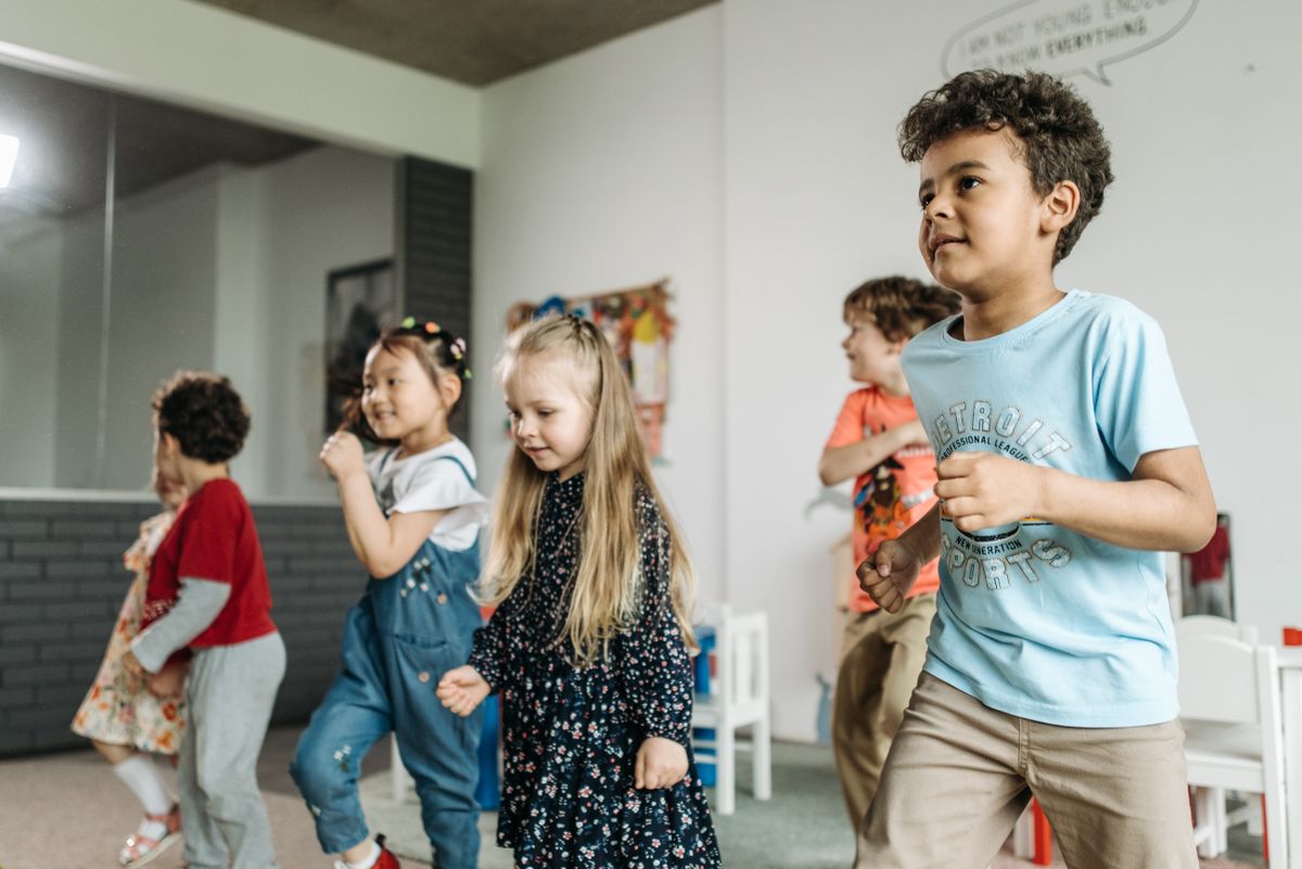 Children dancing together in a studio